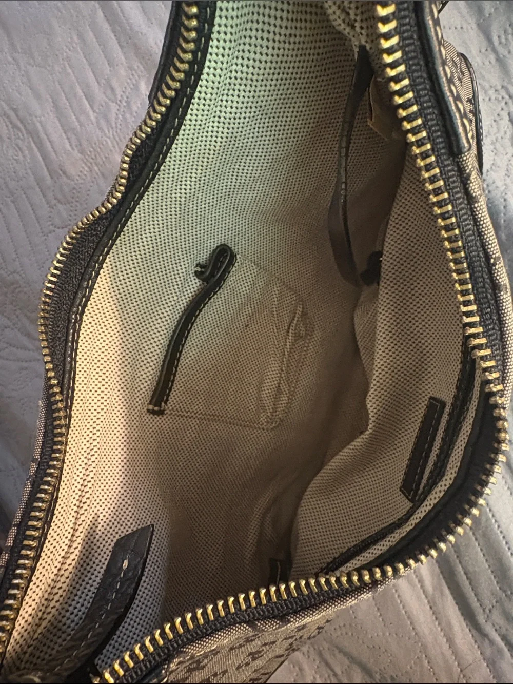 Dooney & Bourke Brown & Tan Signature DB Hobo